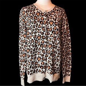 Women’s  XXL Leopard Print Cardigan Crew Neck Button Front Sweater - A New Day